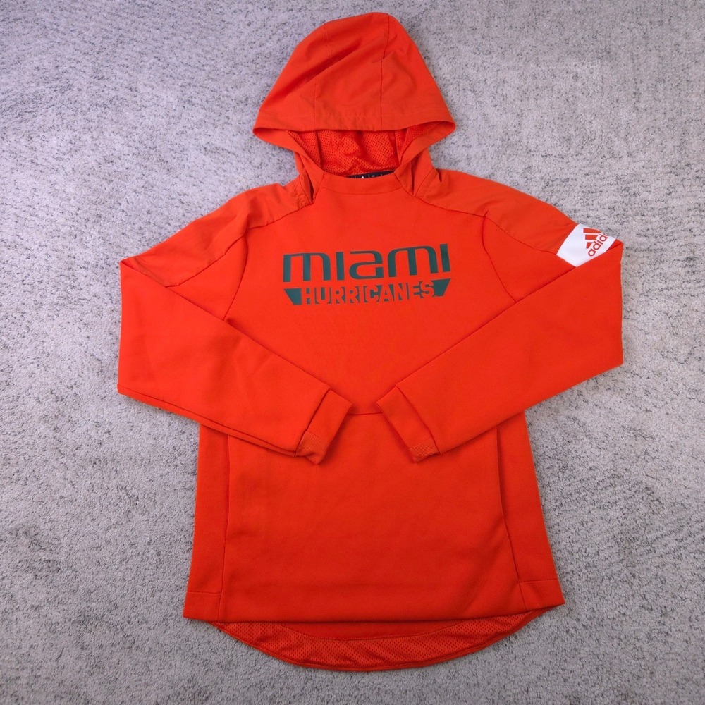 Miami Hurricanes Hoodie Womens Small Adidas Sweatshirt Pullover Orange Canes